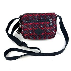 Kipling Sabian Crossbody Bag‎ Nigeria Black Red Nylon Purse Handbag